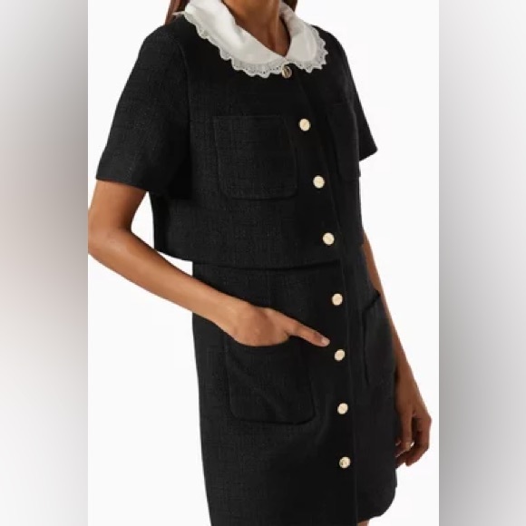 AMAZING! ‘SANDRO Paris’ Peter Pan Collar Black Tweed Dress! Size 42! - Picture 3 of 16